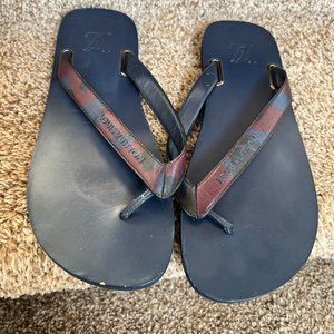 Louis Vuitton Men's Navy Molitor Leather Thong Flip Flops